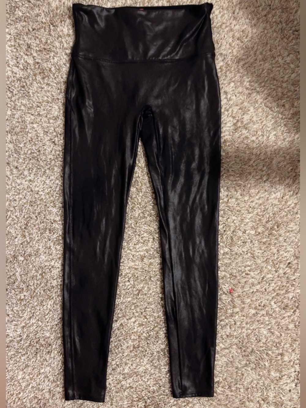 SPANX Faux Leather Leggings Black High Rise Size L Sculpting Skinny